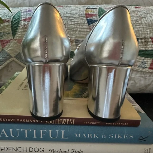 Maisie double strap heels in Metallic leather size 6 1/2 - Picture 3 of 7